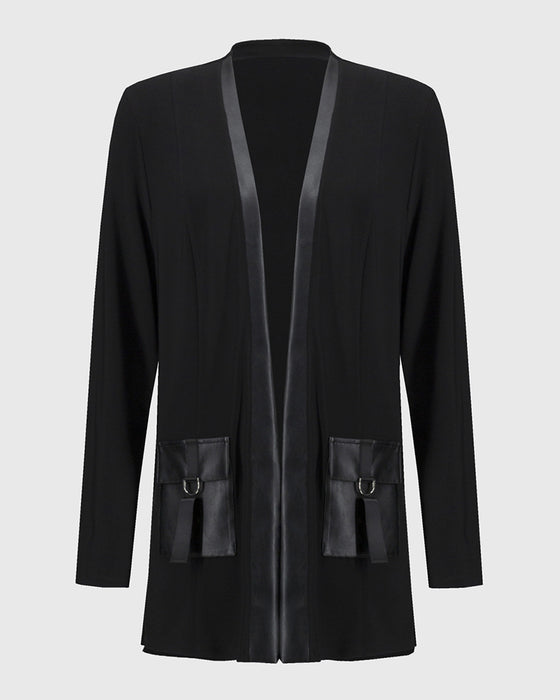 Fashion solid color patchwork pocket coat