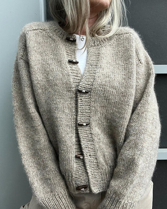 Single breasted solid color casual cardigan
