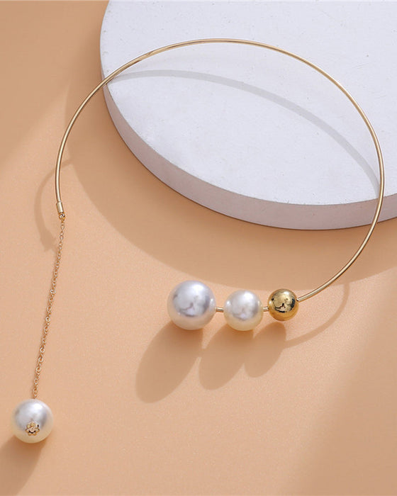 Faux pearl women's clavicle necklace