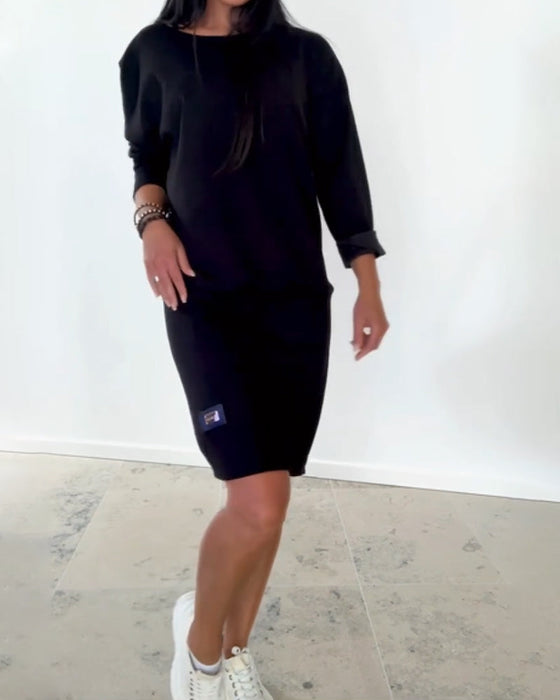 Long-Sleeved Casual Hip Dress