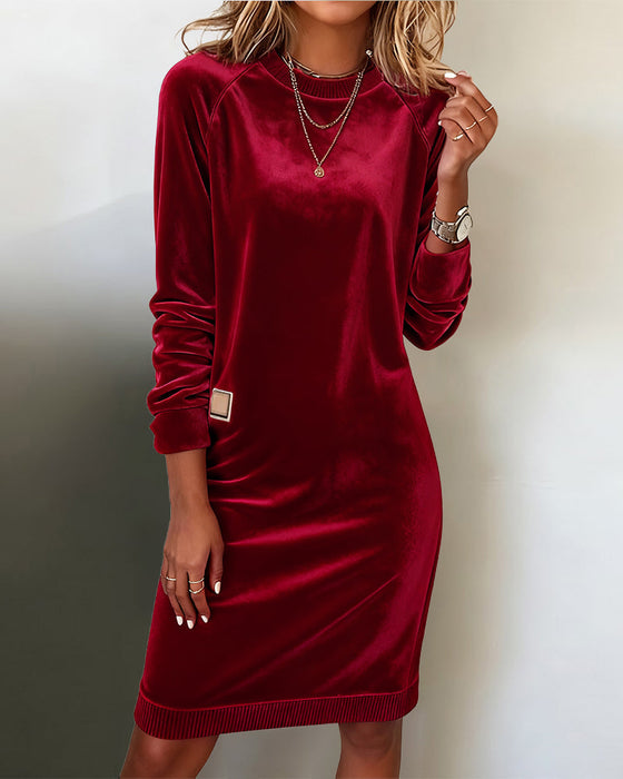 Fashionable Round Neck Long Sleeve Dress