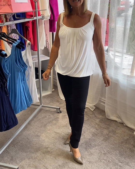 Set Pleated solid casual sleeveless top