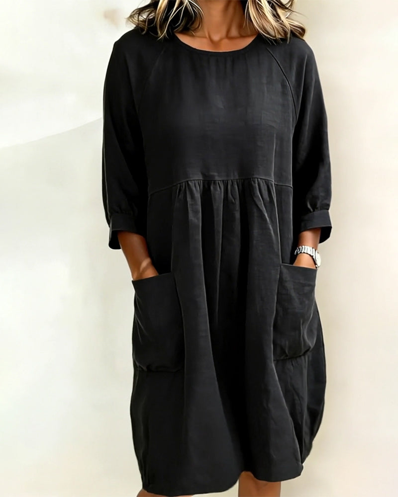 Three-Quarter Sleeve Loose Dress