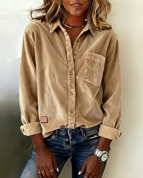 Fashionable Corduroy Lapel Shirt