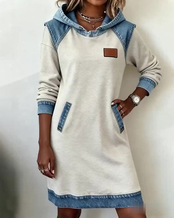 Hooded Paneled Contrast Dress