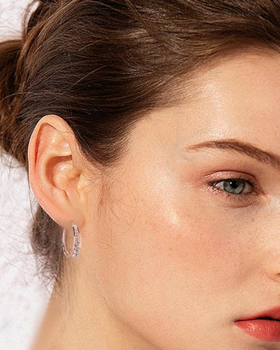 Rhinestone-encrusted large hoop earrings