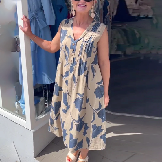 V-Neck Sleeveless Printed Dress