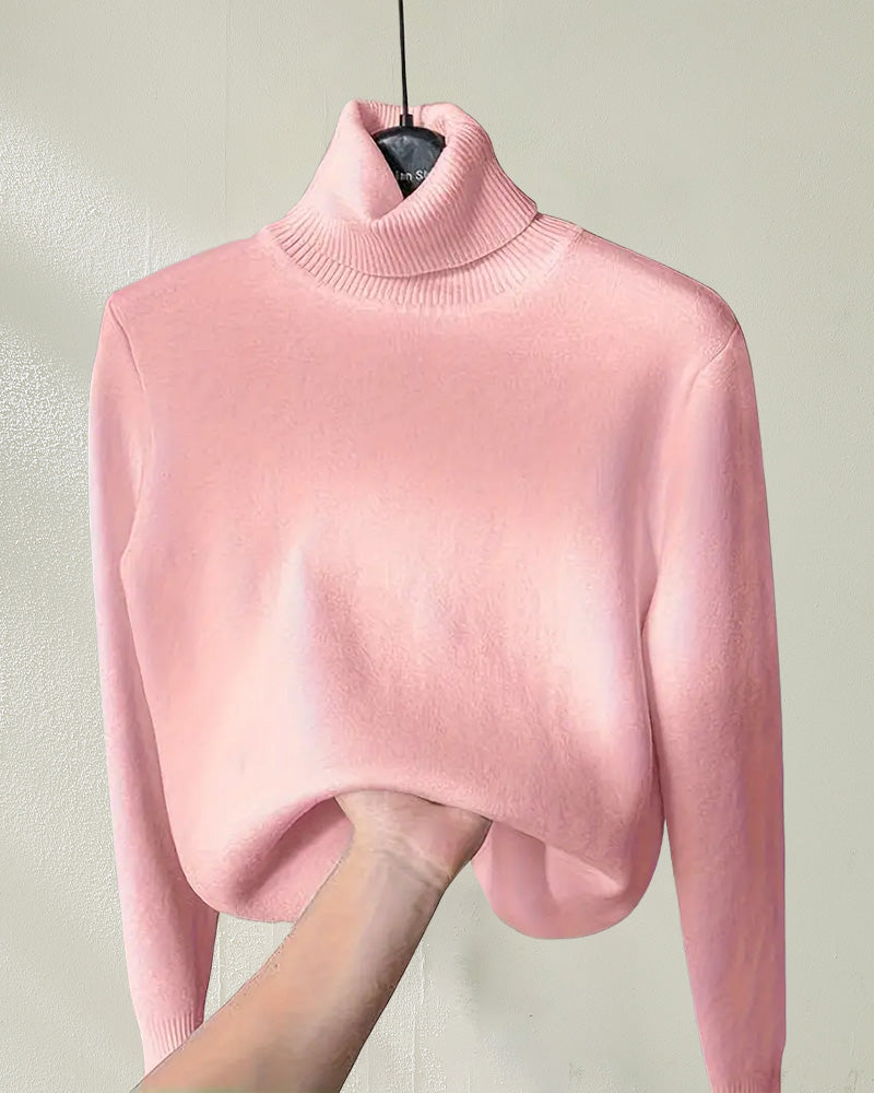 Solid color long sleeve thick pullover sweater