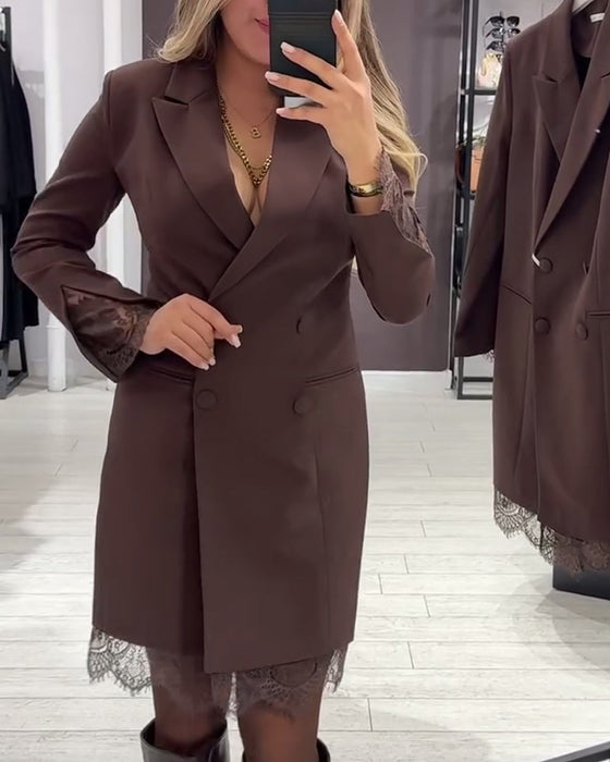 V-Neck Spliced Work Dress