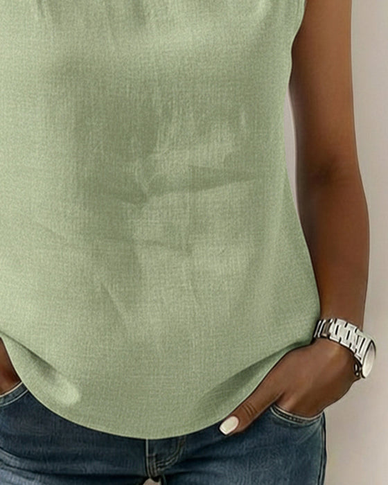 Pure Cotton Collared Sleeveless Blouse