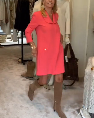 Solid Pocket Side Fashionable Tunic Dress