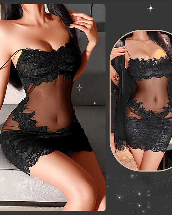 Solid Color Ruffled Nightgown Set