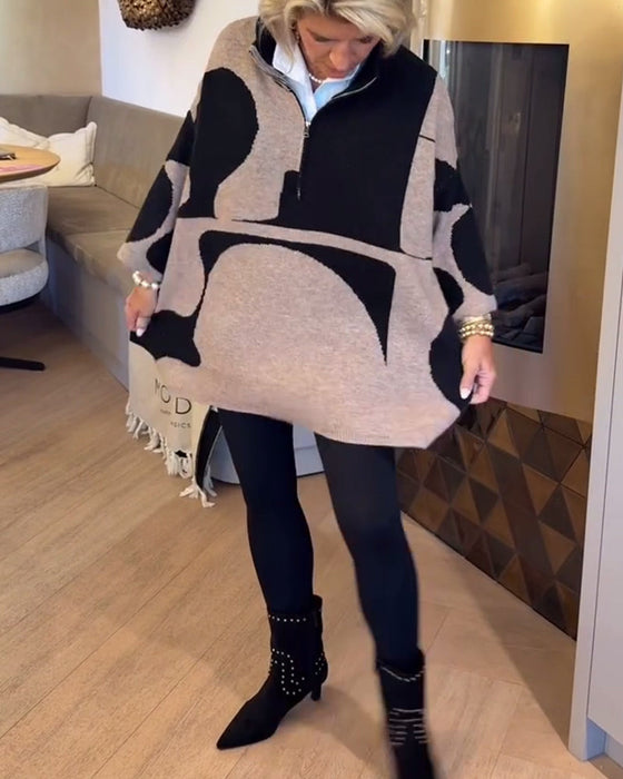 Half-Zip Stand Collar Fashionable Pullover