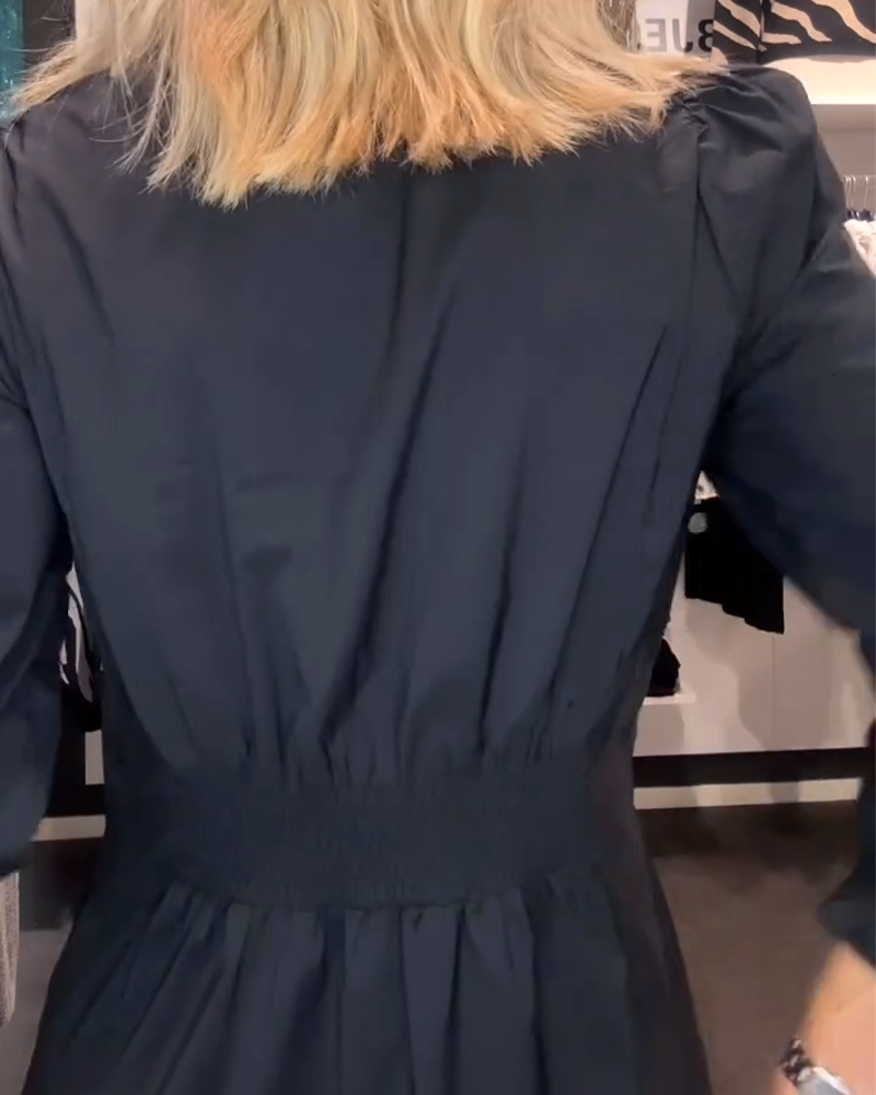 Puff Sleeve Waisted A-Line Dress