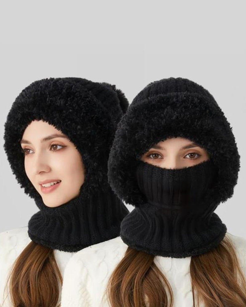 Women's Solid Color Pom Pom Decor Beanie Hat