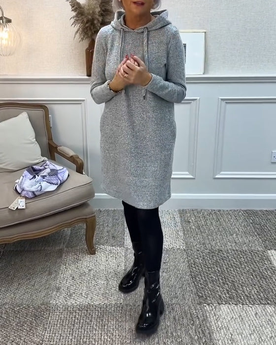 Solid color hooded simple dress