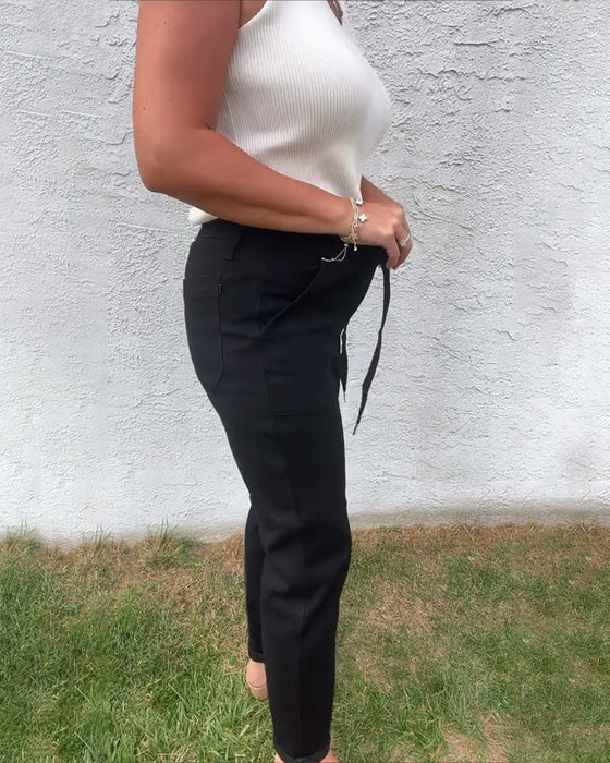 Solid Color Casual Stretch Pants