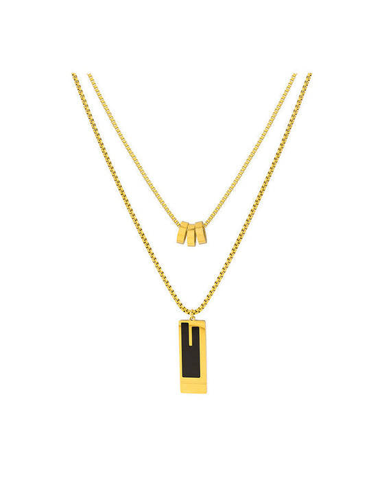 Double long necklace in titanium steel