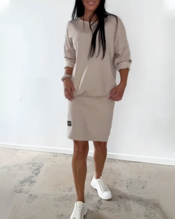 Long-Sleeved Casual Hip Dress