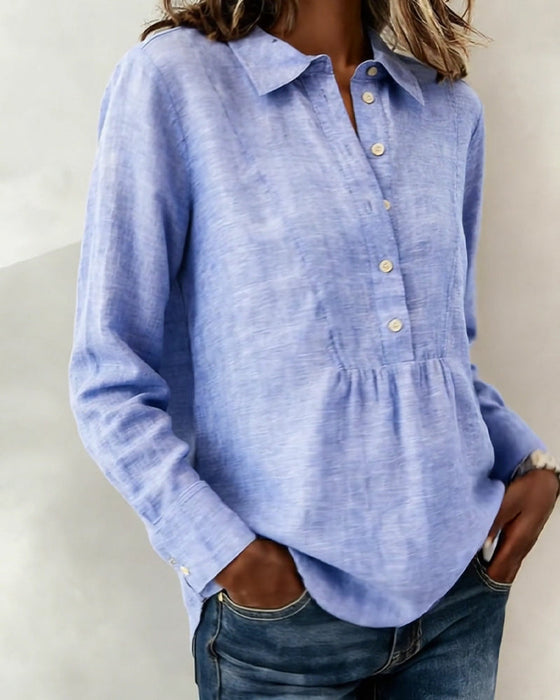 Open-Front Solid Color Lapel Blouse