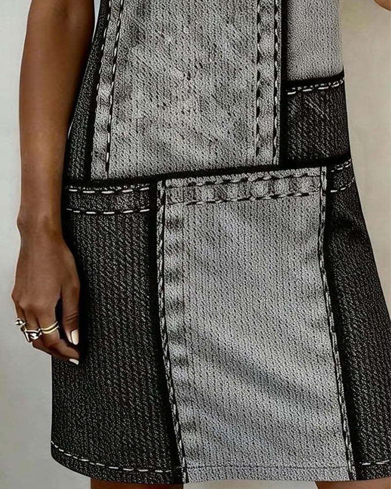 Retro Short-Sleeved Straight Dress
