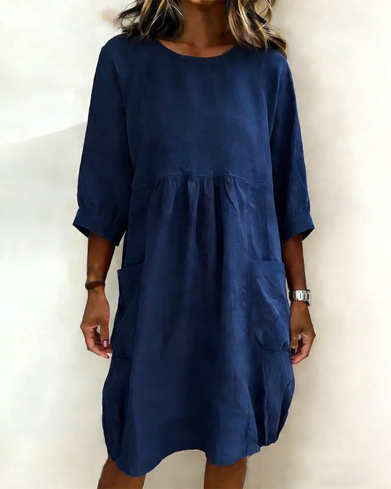 Three-Quarter Sleeve Loose Dress
