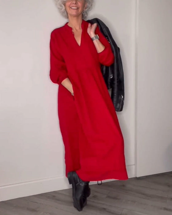V-neck Elegant Long Sleeve dress