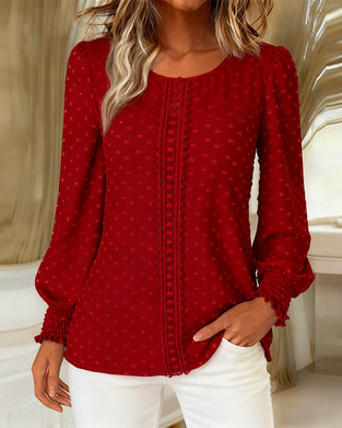 Round Neck Puff Sleeve Blouses