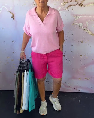 Solid Color Cotton And Linen Casual Shorts