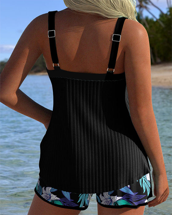 Strapless Printed Beach Shorts Swimsuit