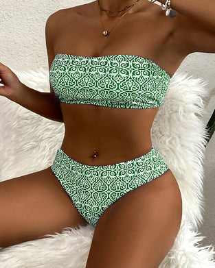Bandeau Floral Print Two-Piece Bikini