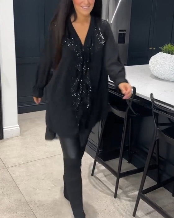 Ruffled elegant style blouse