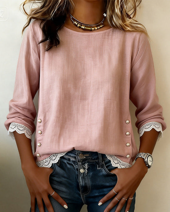 Fashionable Lace V-Neck Top