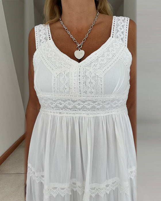 Lace patchwork suspender dress