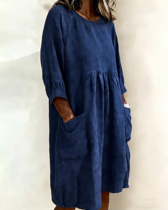 Three-Quarter Sleeve Loose Dress