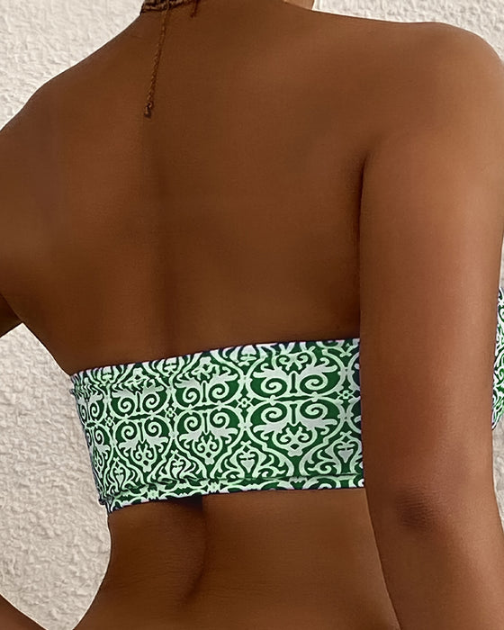 Bandeau Floral Print Two-Piece Bikini
