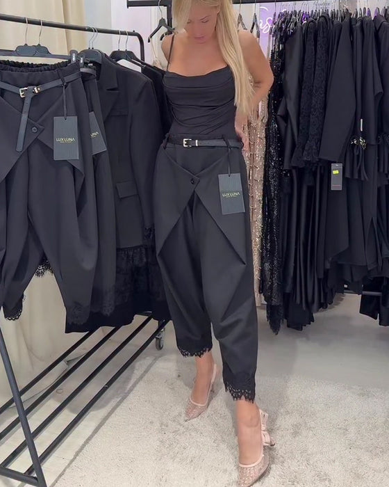 Fashionable Lace Stitching Harem Pants