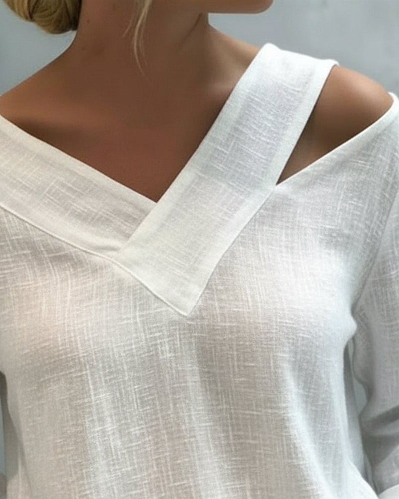 Stylish V-Neck Off-The-Shoulder Top