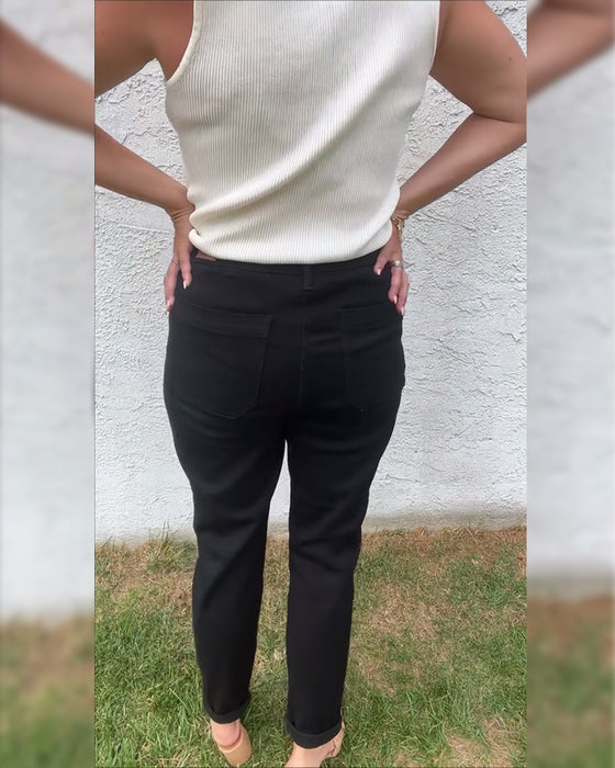 Solid Color Casual Stretch Pants