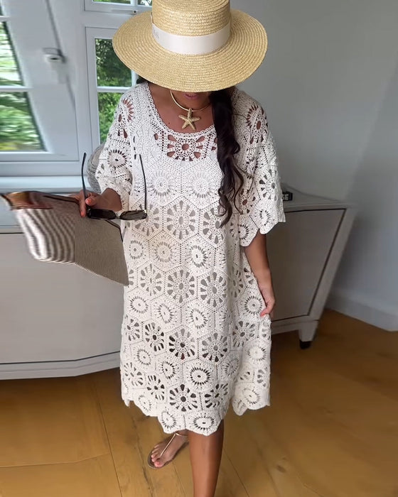 Hollow Cotton Half Sleeve Dress