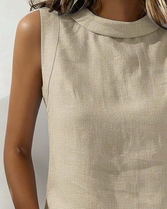 Pure Cotton Collared Sleeveless Blouse