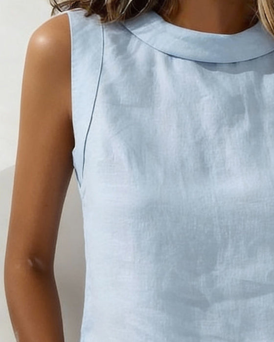 Pure Cotton Collared Sleeveless Blouse