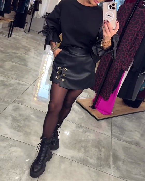 Solid color elegant pullover sweatshirt