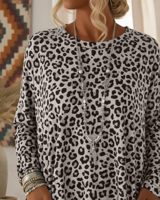 Leopard Print Round-Neck Top