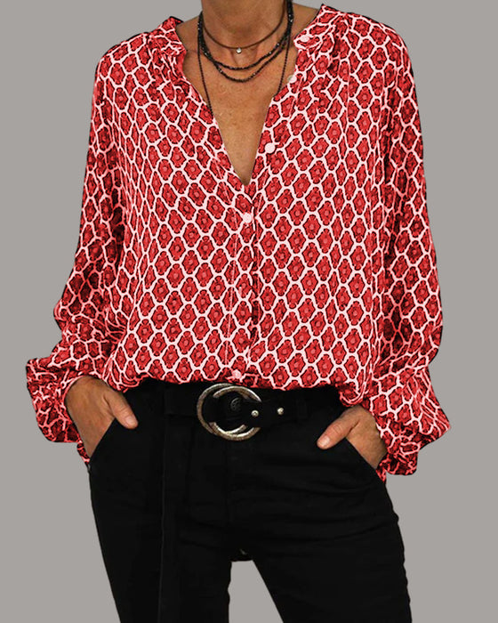 V-Neck Casual Blouse